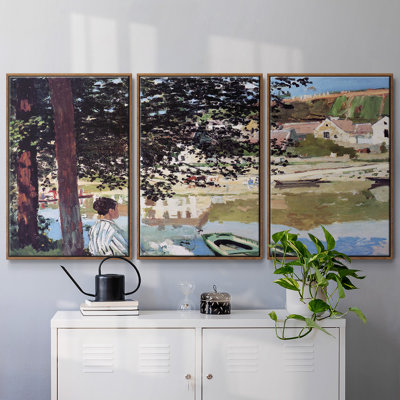 Monet - 3 pièces, reproduction encadrée sur toile