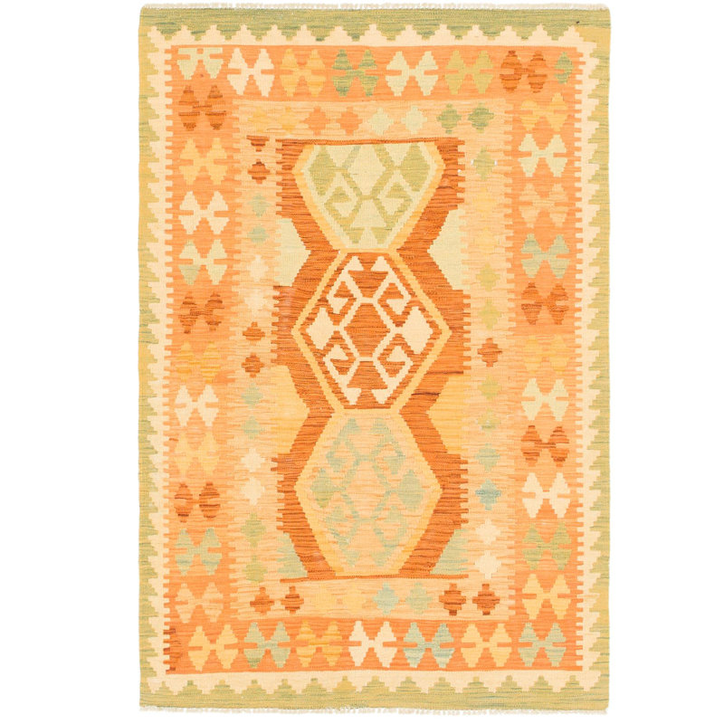 Tapis en laine rouge 3 pi 3 po x 5 pi en laine one-of-kind main-noué la new age Elland