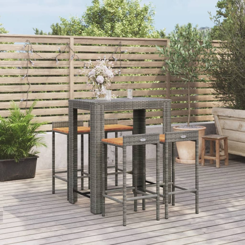 Shepardsville 40cm Solid Wood Bar Set, Grey