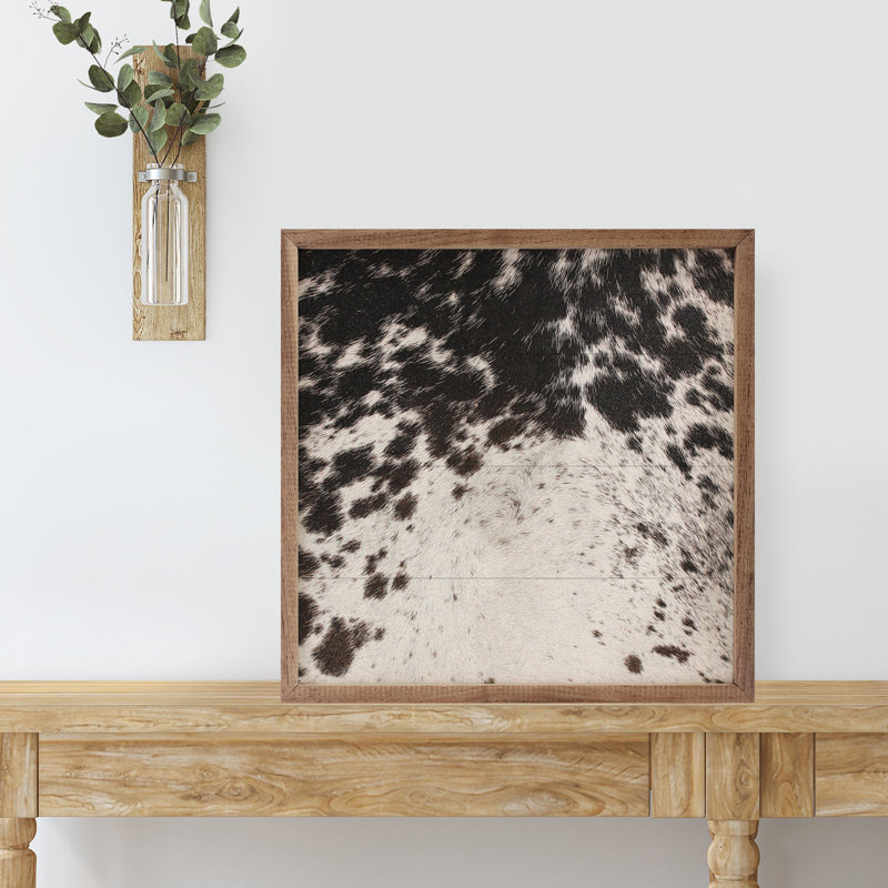 Black Cowhide, 12" H x 12" W