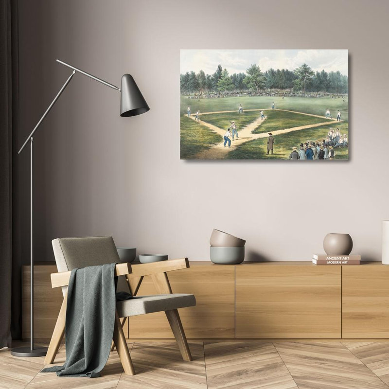 Le jeu national américain de baseball aux champs Elysian, H 16 po x l 24 po