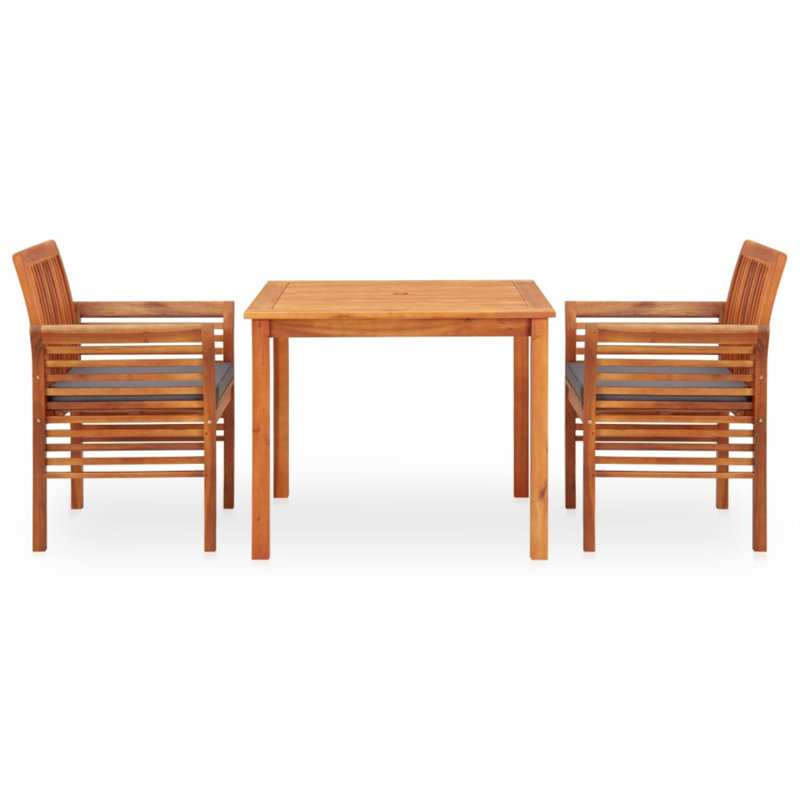 Square 2 - Person Dining Set with Cushions, Gray