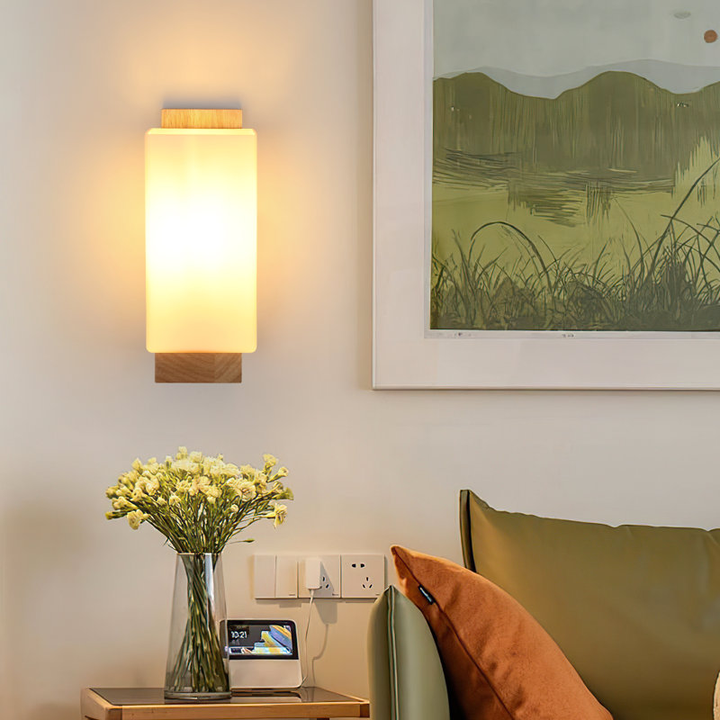 Siahna Wood Base Flush Mounted Wall Sconce