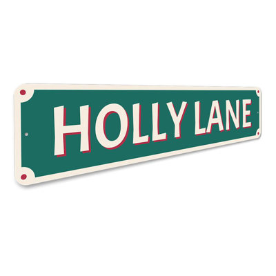 Holly Lane Yuletide Aluminum Sign