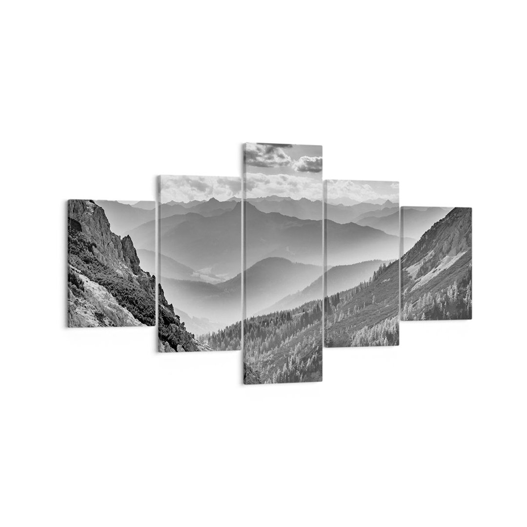 5-tlg. Leinwandbilder-Set Black and White Landscape Mountains