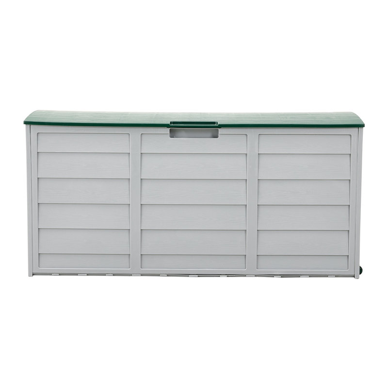 Dakota Fields Charrissa 112cm W 290L Water Resistant Plastic Lockable Deck Box with Wheels, Green/Grey