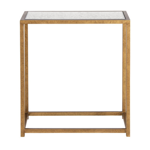 Christian Gold Metal and Glass Rectangular End Table