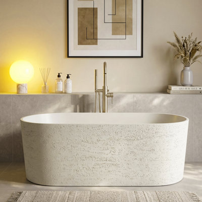 63"×29"  Freestanding Deep Soaking Tub Solid Surface Stone Resin Bathtub