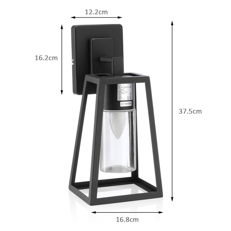 Garibay Black 37.5cm H Outdoor Wall Lantern, Warm White