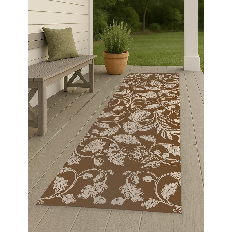 Autumn Vines Non Slip Outdoor Rug, Runner 2'6" x 8'