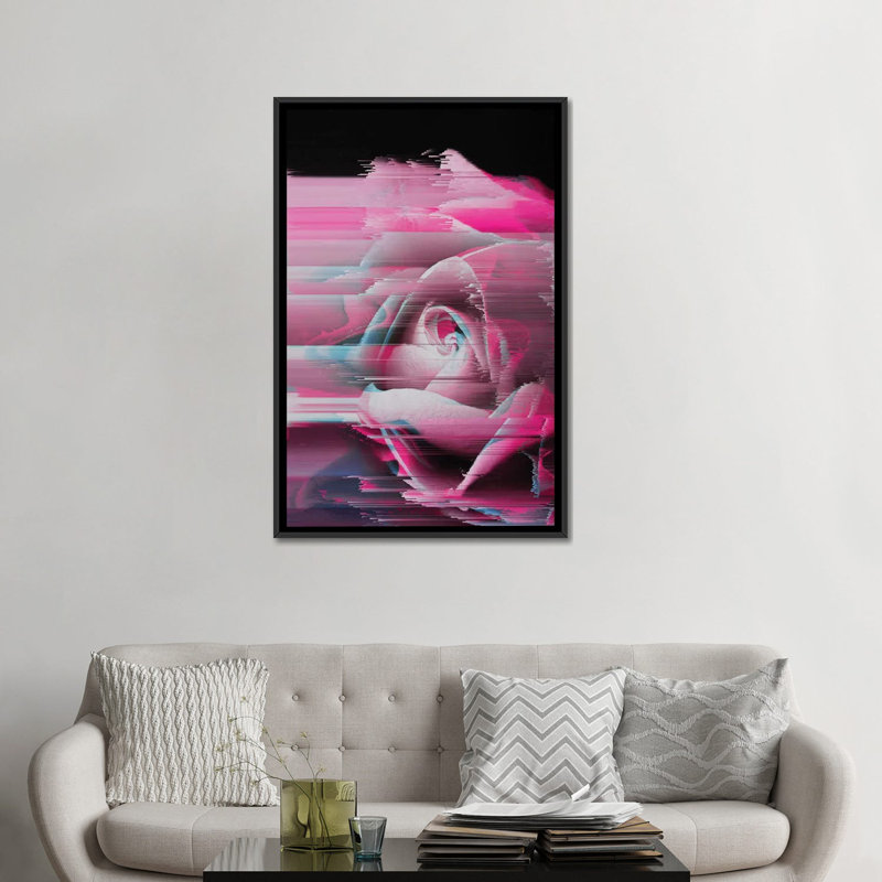 « rosa rosae », impression sur toile, H 26 po x l 18 po x P 1,5 po, Toile avec cadre noir, Pas de tapis