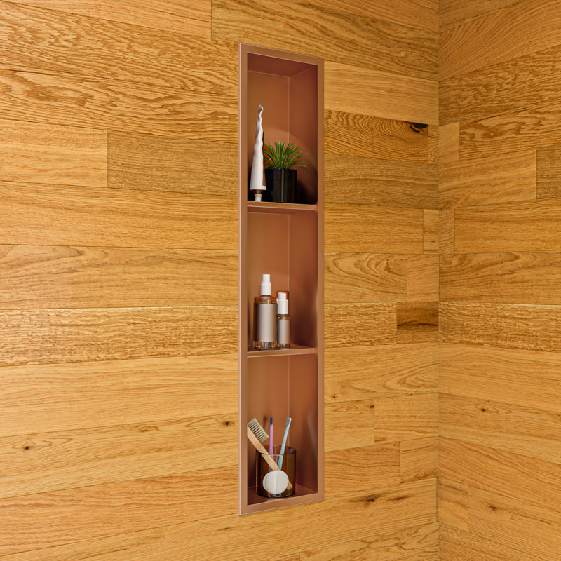 Étagère de douche verticale en acier inoxydable à triple niche, PVD en cuivre brossé