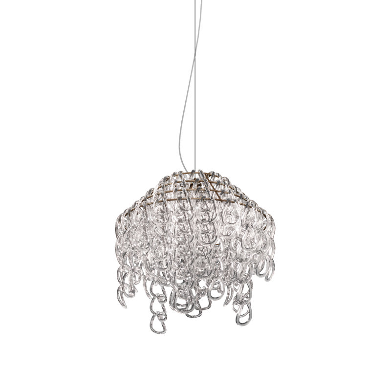 Giogali Suspension 35 Crystal Transparent Matt Bronze 1 E26 Ul 1, 90" H x 14.5" W x 14.5" D, Matte Bronze