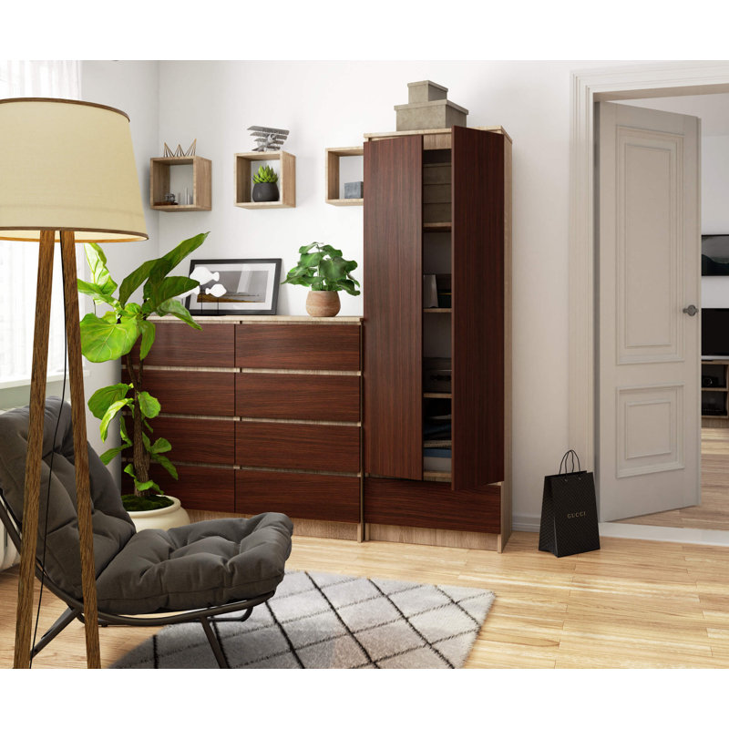 Alexsandria 180cm H x 60cm W Standard Bookcase, Sonoma Oak/Venge