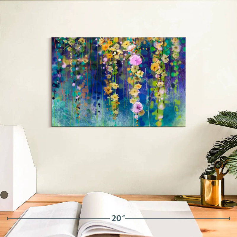 Harnek suspendu à motif floral abstrait, H 8 po x l 12 po