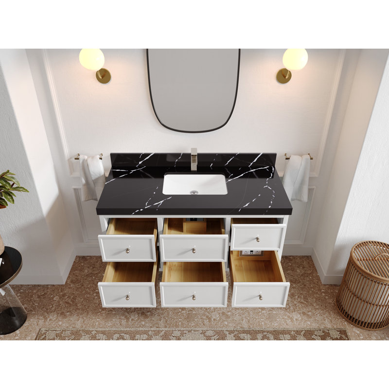 Roswell X P 22 po D Meuble-lavabo simple, Noir Calacatta 2 po