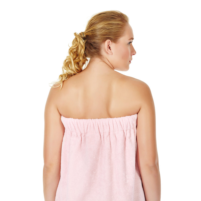 Peignoir au-dessus du genou 100% coton Emrick, L 61 po x l 33 po, Rose