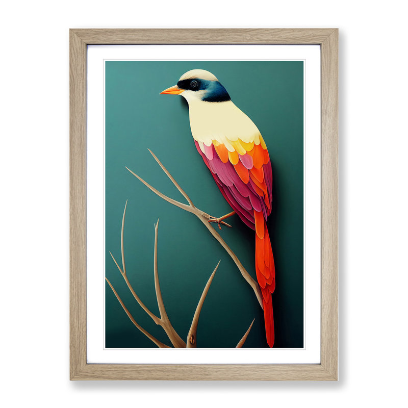 XV1022-2639X Magnificent Bird - Single Picture Frame Print, 34cm H x 25cm W x 2cm D, Oak