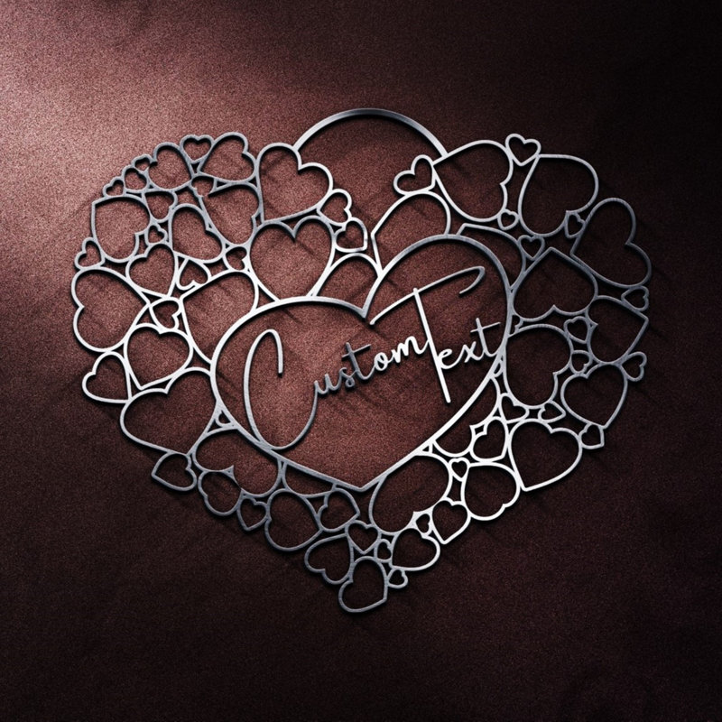 Cœurs en métal personnalisés et amour Art déco, cadeau de décoration murale en métal pour la Saint-Valentin, fête des mères