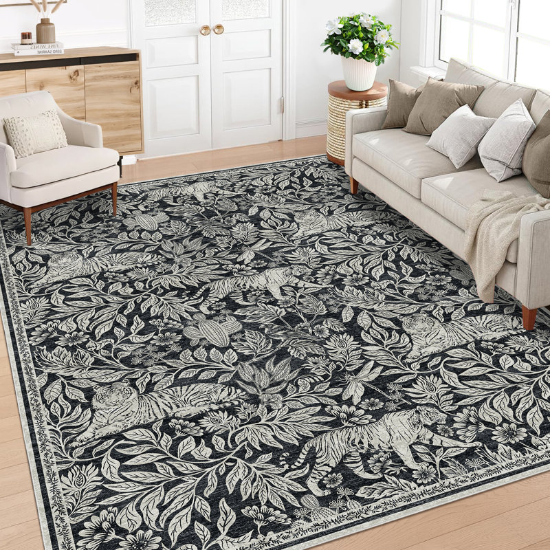 Animal Print Machine Washable Rug for Living Room Indoor Carpet for Home Decor Aesthetic Non-Slip Modern Rug for Bedroom Dining Room Office Nursery Playroom Teen Dorm
