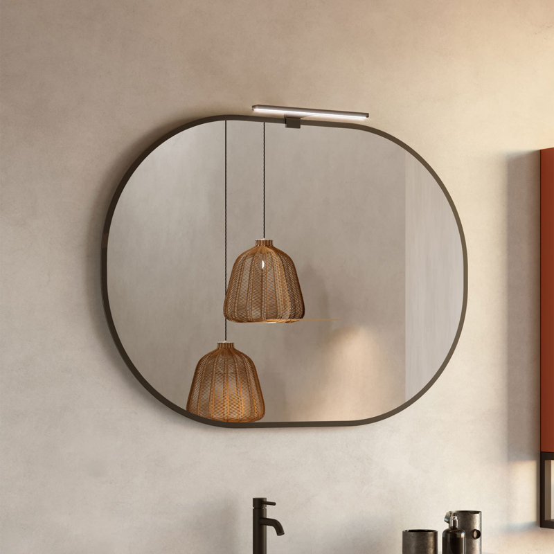 Rondo Oval Wall Bathroom Mirror, Black, 31.5" x 21.7"