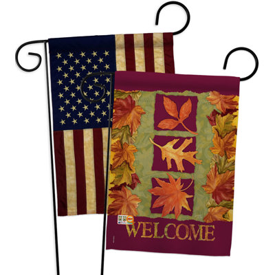 Drapeau de jardin en polyester à 2 côtés 18,5 x 13 po Fall Leaves