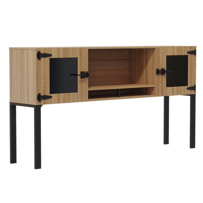 Mirella Hutch with Glass Doors, Sand Dune, 38" H x 72" W x 15" D
