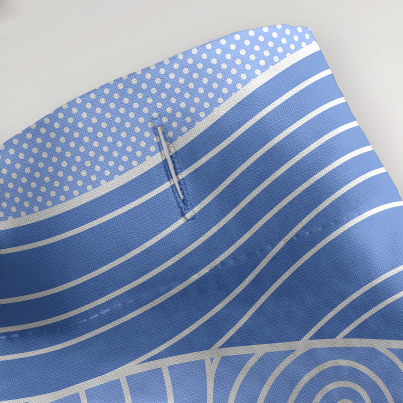 Rideau de douche simple à vagues dessiné à la main Classic, Bleu