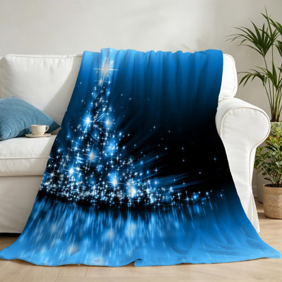 Jeté en molleton bleu flanelle ultra doux, imprimé abstrait abstrait Celebrate