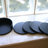 Bramfield Leather / Faux Leather Agate Ceramic Jute Leather Crystal Circle Round 1 Piece Coaster Set with Holder Set