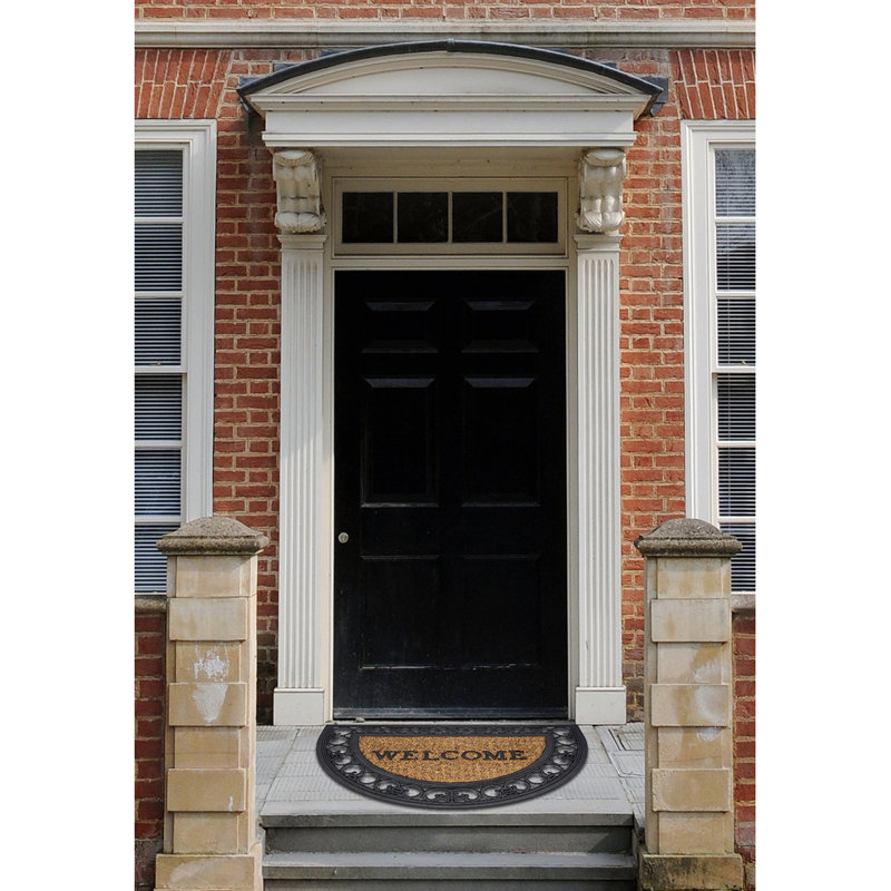 Brown and Black Semicircle Rubber Outdoor Welcome Mat