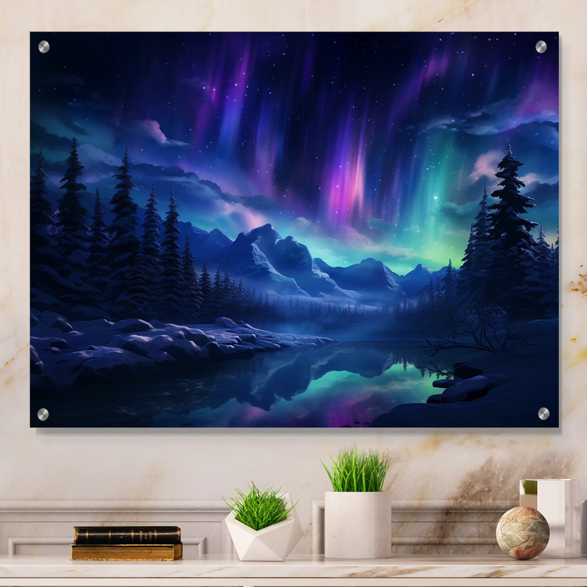 Design Art Northern Lights I - Aurora Borealis Acrylic Wall Art For ...