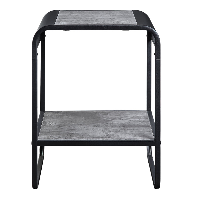 Modern Black + Grey End Table With Storage Space For Accessories Sleek Concrete Grey And Hall Practical Use