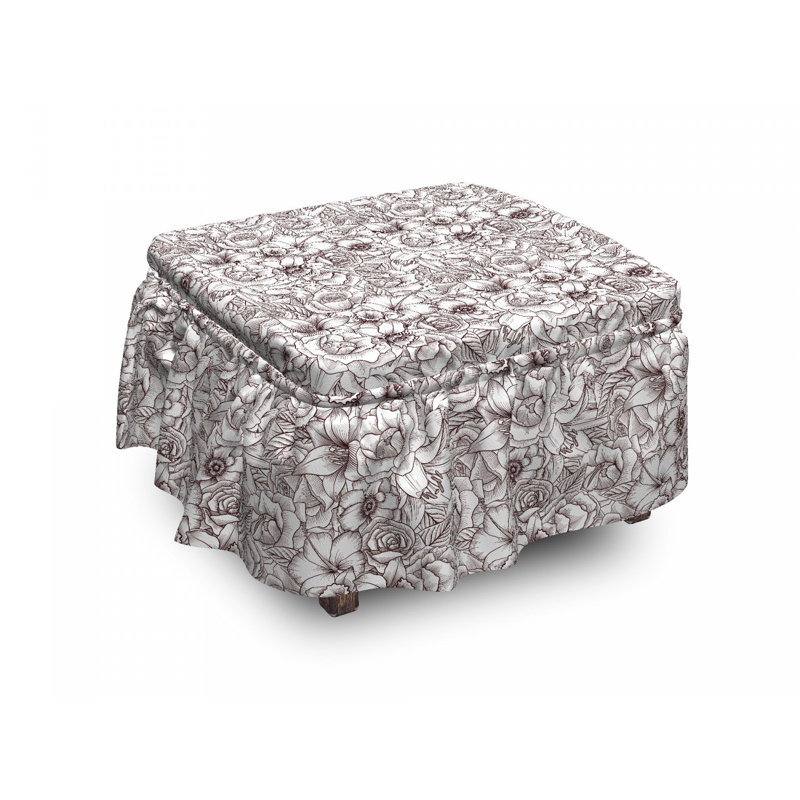 Housse pour repose-pieds sketch fleurs