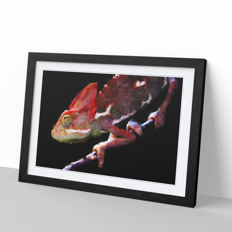 Chameleon Lizard Vol.2 - Framed Print, 27cm H x 36cm W x 2cm D, Black Framed