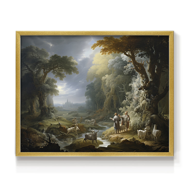 Faune, série 11 - Reproduction encadrée - Restickable, H 16 po x l 20 po, Or