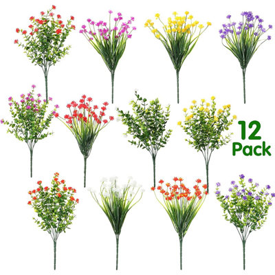 12 paquets de fleurs artificielles pour l'extérieur, résistant aux UV ...