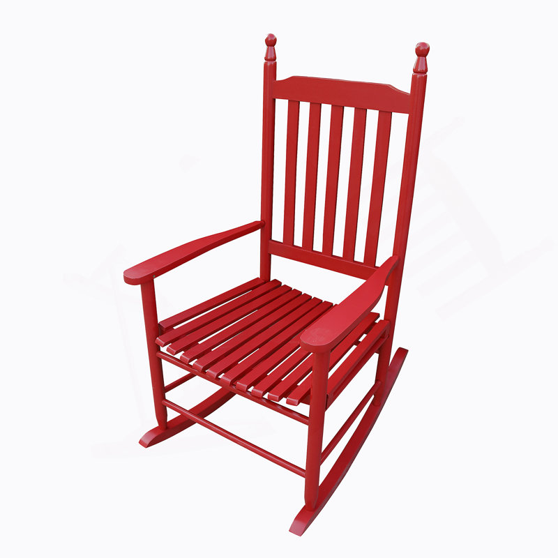 Chaise berçante en bois, Rouge