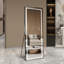Miroir vertical pleine longueur 64 po x 21 po avec lumière DEL, miroir de plancher illuminé avec support, miroir mural avec cadre mince en alliage d'aluminium pleine longueur