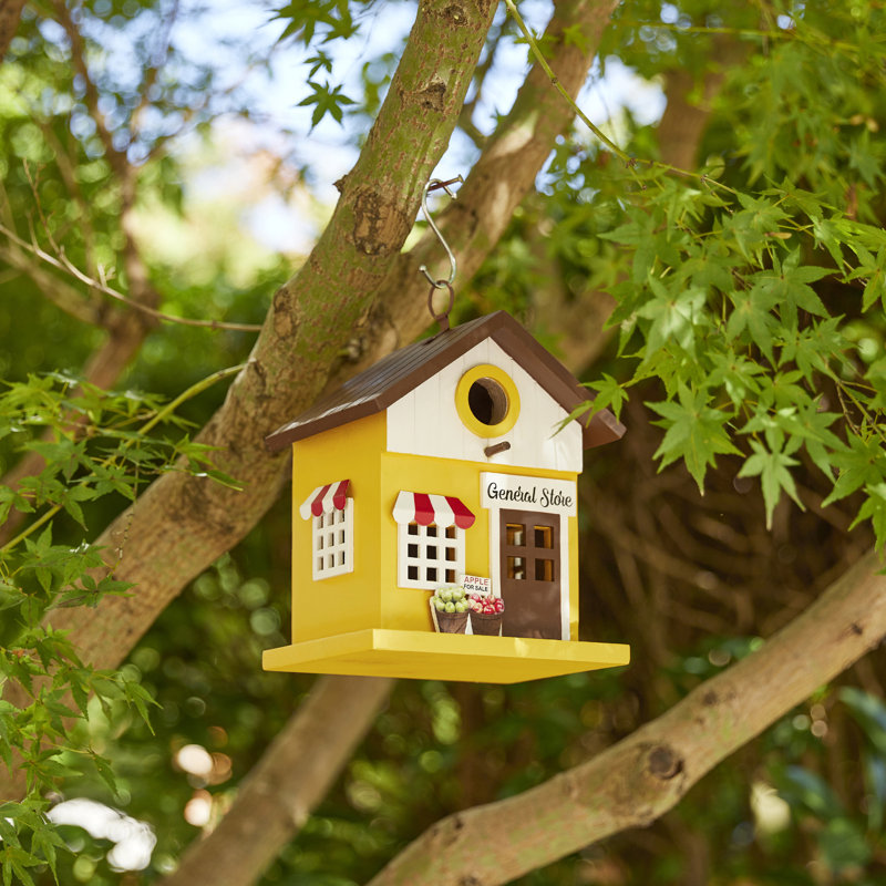 Maison d'oiseaux de jardin en bois massif 9,5 "H