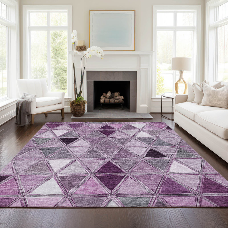 Antuane Washable Geometric Indoor / Outdoor Rug, Rectangle 3' x 5'
