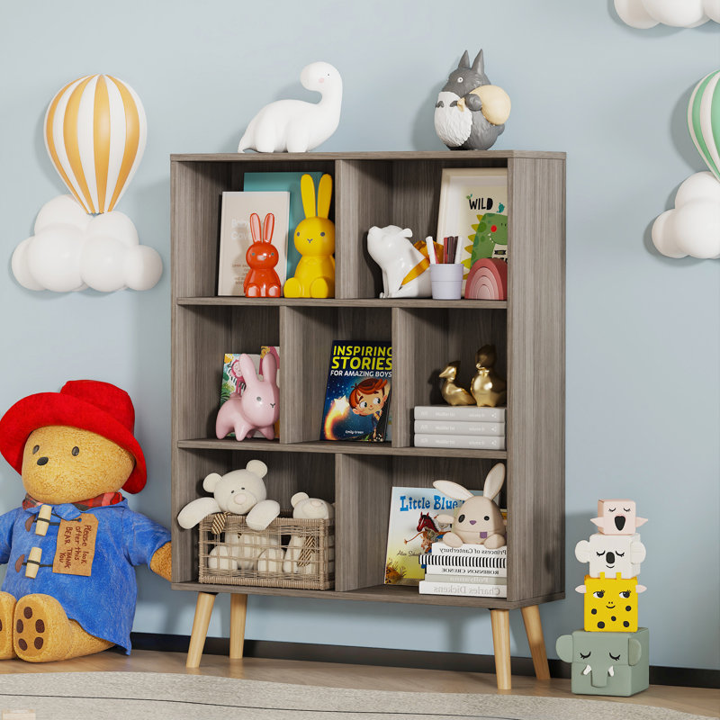 Adisyn No Subject Bookcase, Stone Gray, 42.5" H x 39.4" W x 9.4" D