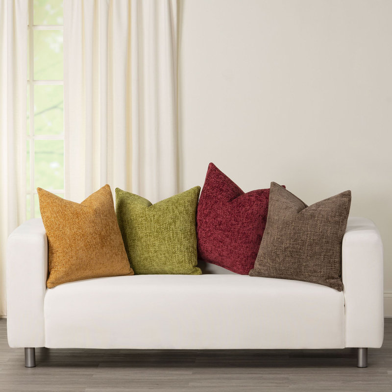 Atacan Mira Woven Chenille Throw Pillow, Burgandy Wine, Square 18", Polyester