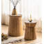Rustic Reclaimed Wood Round Accent Side Table with Tapered Base