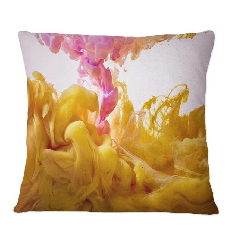 Coussins décoratifs à imprimé jaune et rose, 16 po x 16 po