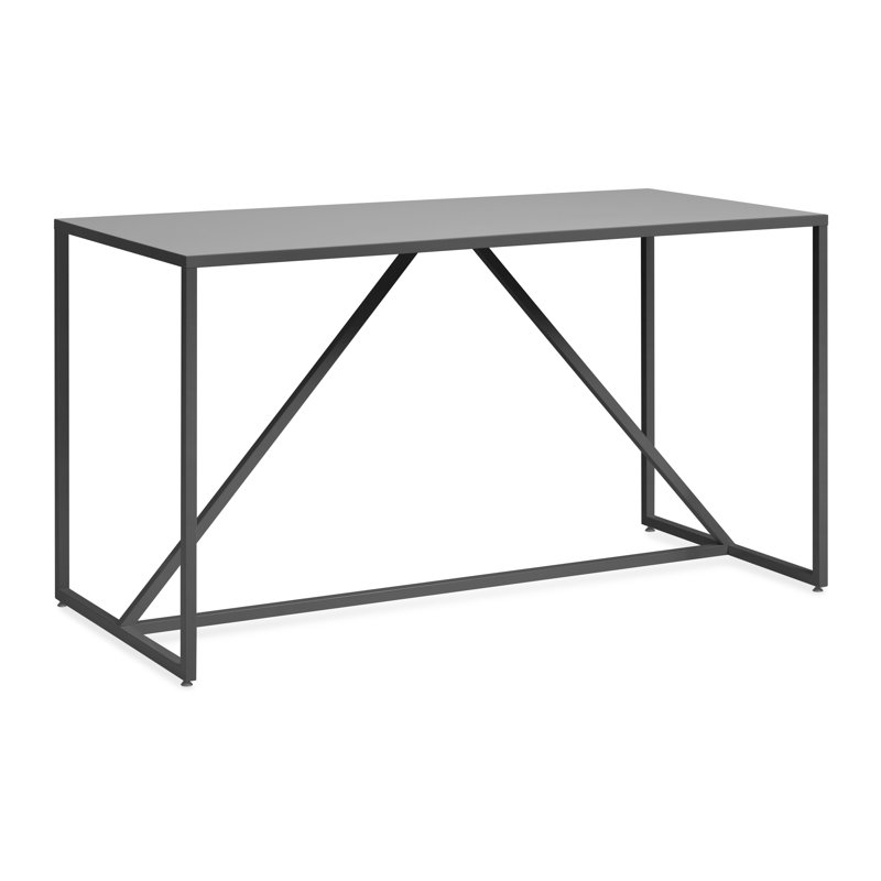Strut Walnut Wood Dining Table, Slate, 35" W x 75" L, Bar (40" Height)