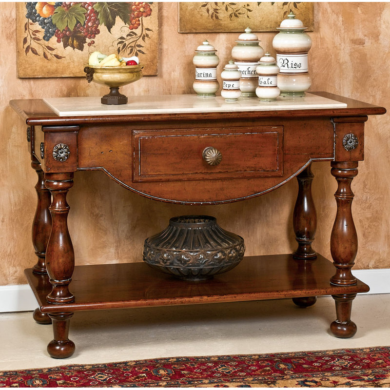 54" Wide 1 Drawer Walnut Wood Buffet Table