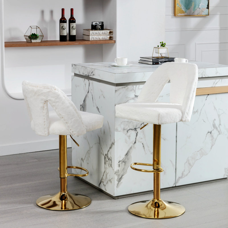 Tabouret pivotant à hauteur réglable Iyah, Blanc