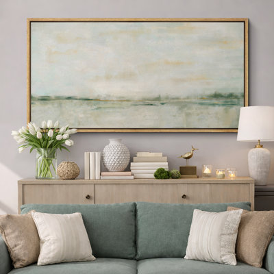 Minimalist Coastal Horizon Abstract Seascape Neutral Tone Wall Decor for Living Room Bedroom Office Extra Large Pictures Framed Canvas Print Wall Art