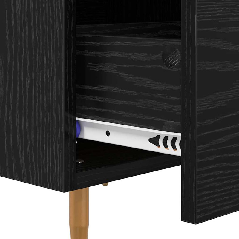40cm W Manufactured Wood Bedside Table, Black Oak